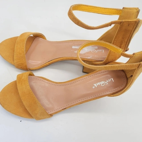 Lov Mark Womens NIXTY Open Toe Suede Occasion Ankle Strap Mustard Yellow Sz 9 - Picture 7 of 11